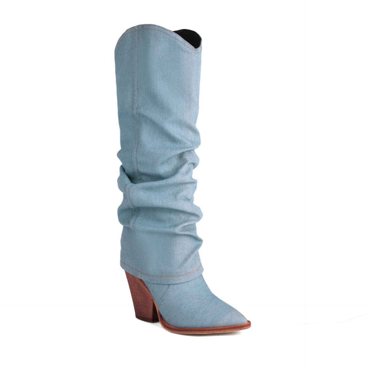 Women's Vintage Cowboy Boots – Pointed Toe Chunky Heel High Tube Fashion Boots