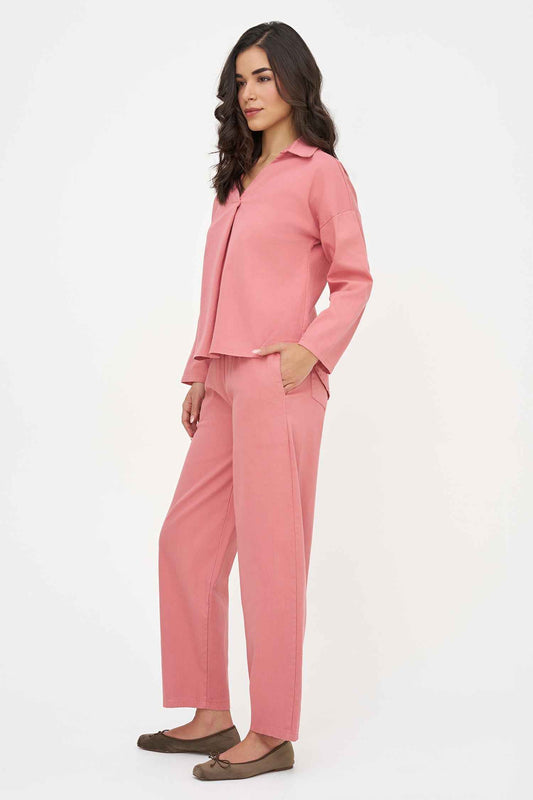 Women's Woven Pull-On Barrel-Leg Pant with Side Seam Pockets