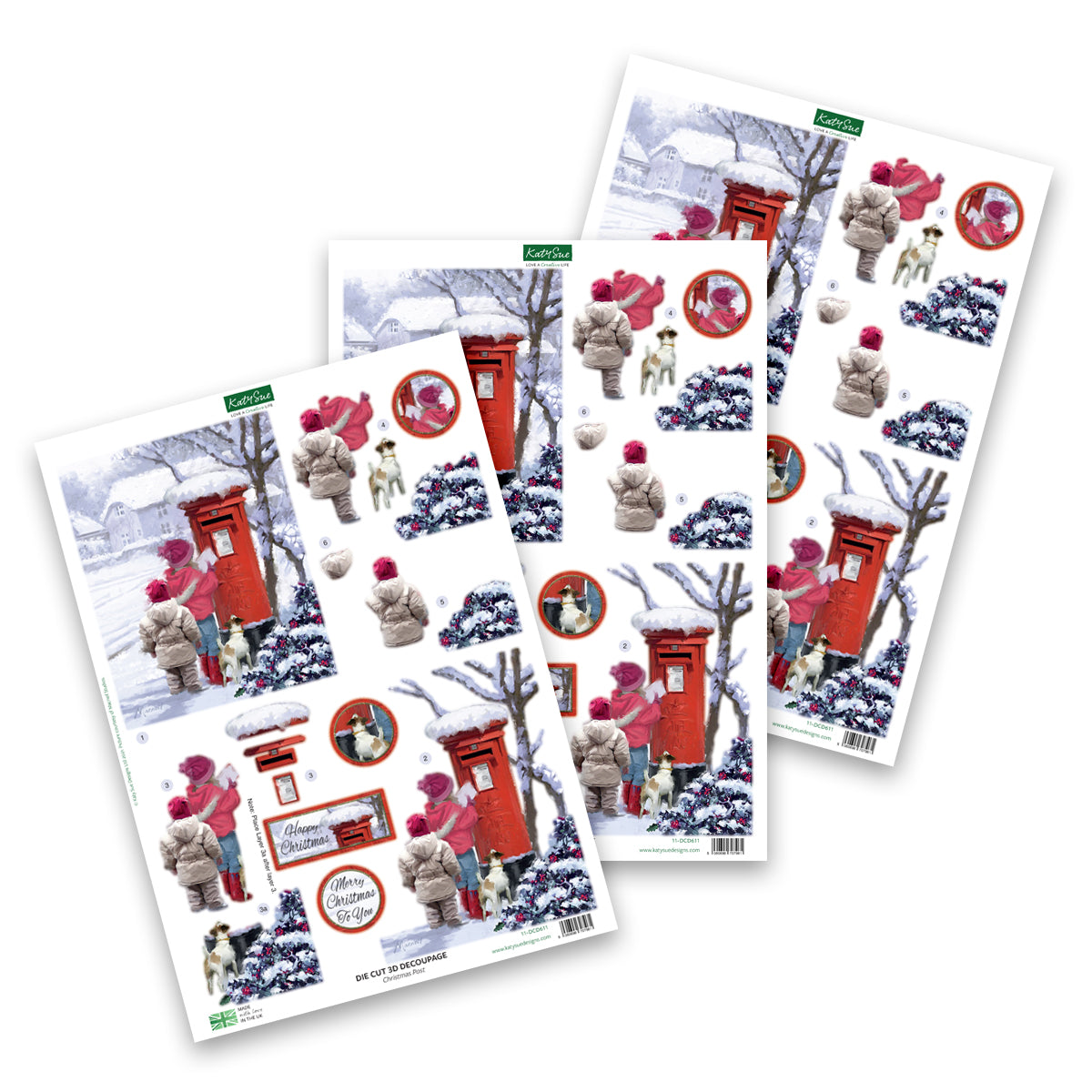 Die Cut Decoupage – Christmas Post (Pack Of 3)