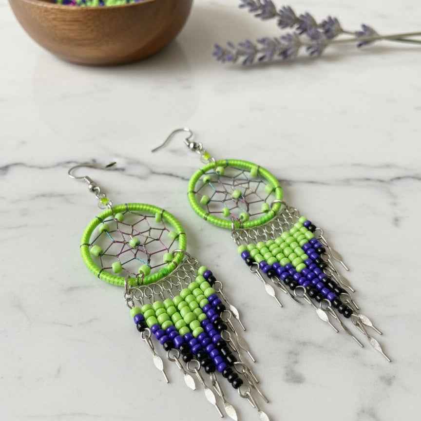 Lime green Dreamcatcher Dangles