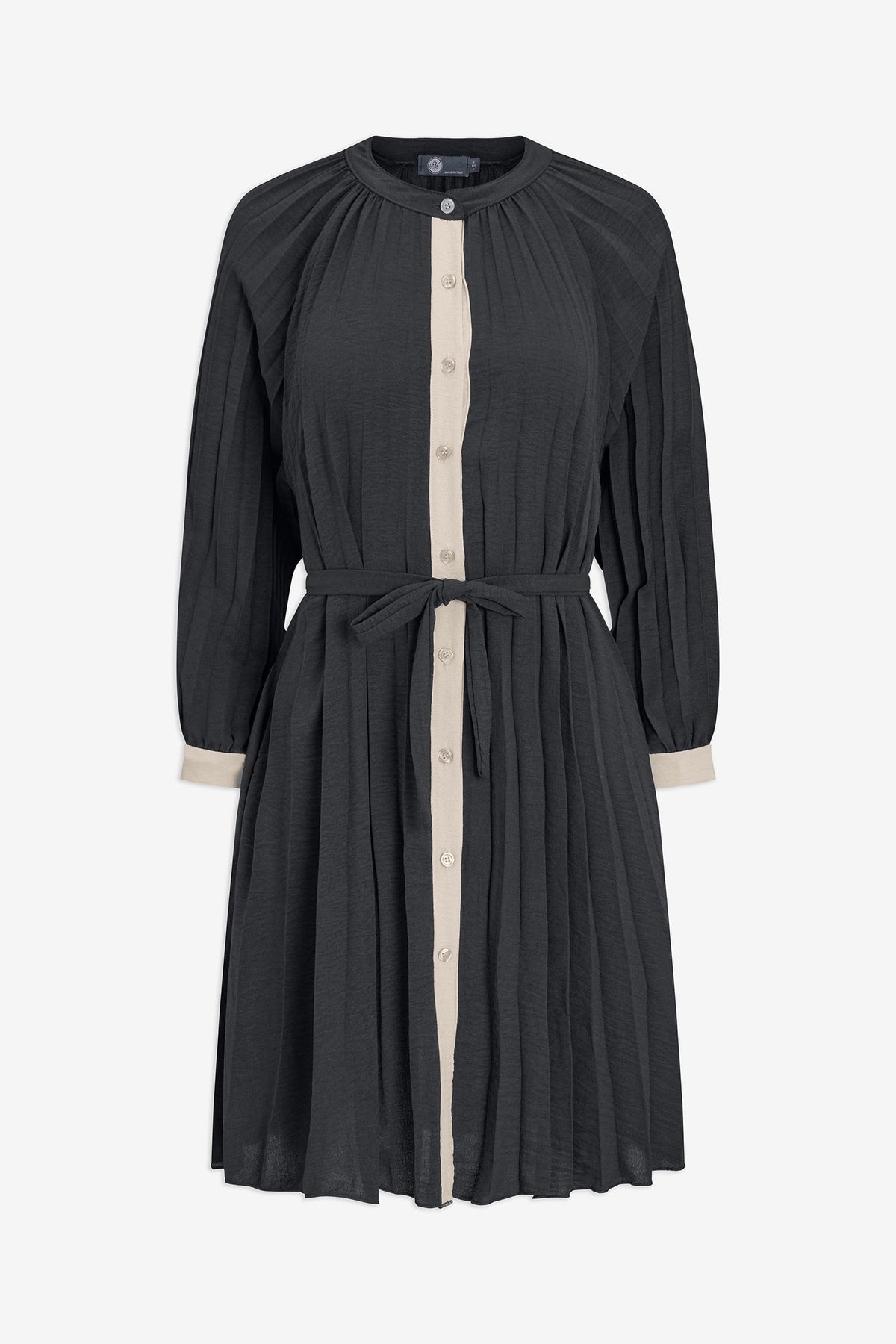 Women's Color-Block Pleated Shirt Dress
