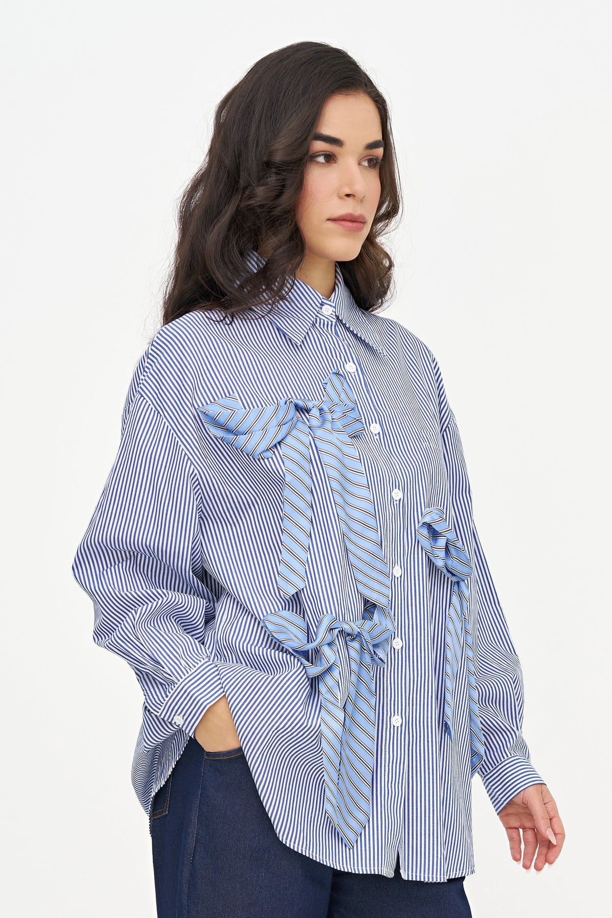 Women's Oversized Striped Button-Down Shirt