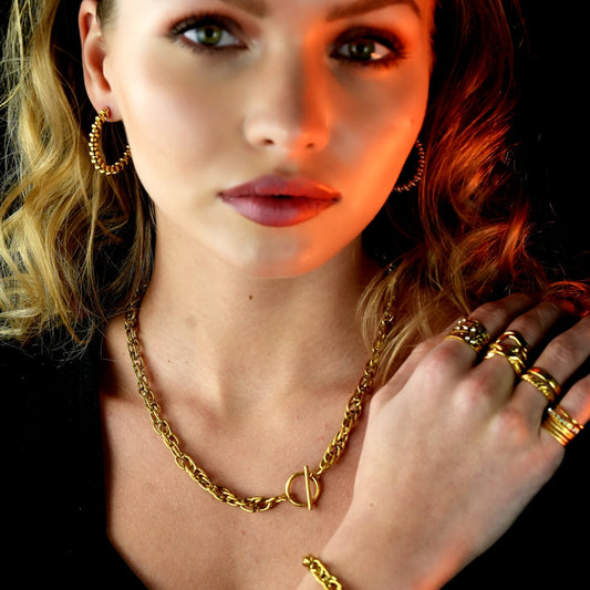 Style CHOLET: Chunky Intricate Multi-Link Chain with Circle & T-Stopper