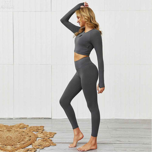 Women's Tight Long Sleeve Sports Suit – Quick-Dry Fitness Set