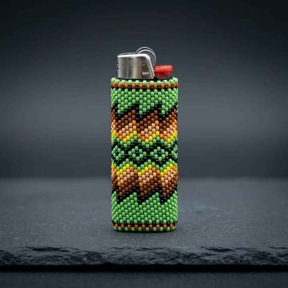 Yellow and white Beaded Lighter Case