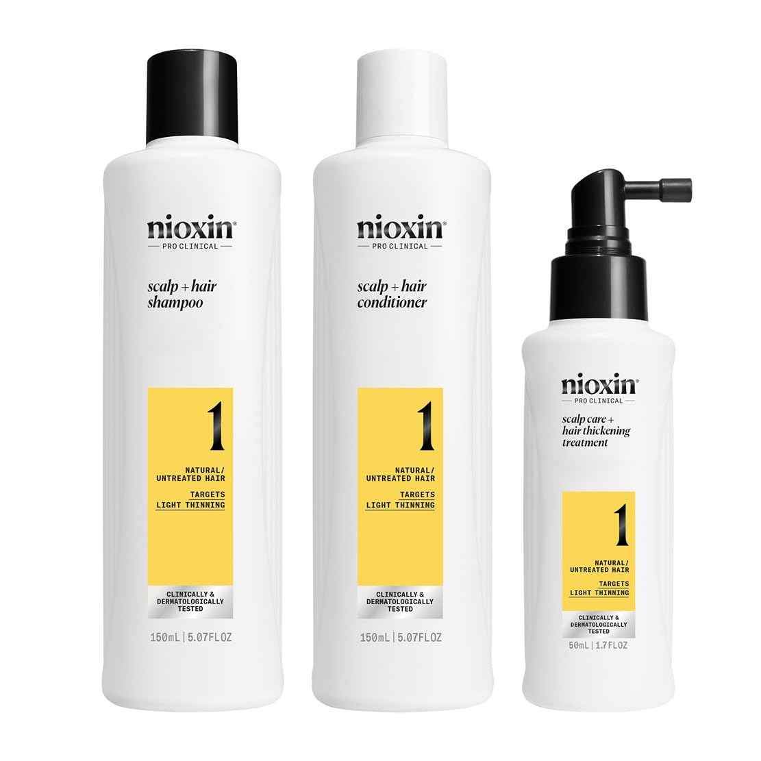 Nioxin Scalp + Hair Thickening System 1 Kit | For Natural Hair with Light Thinning | Strengthen Against Breakage with Niacinamide & Biotin | 1 Month Supply | Trial Size đ All In One Marketplace Canada