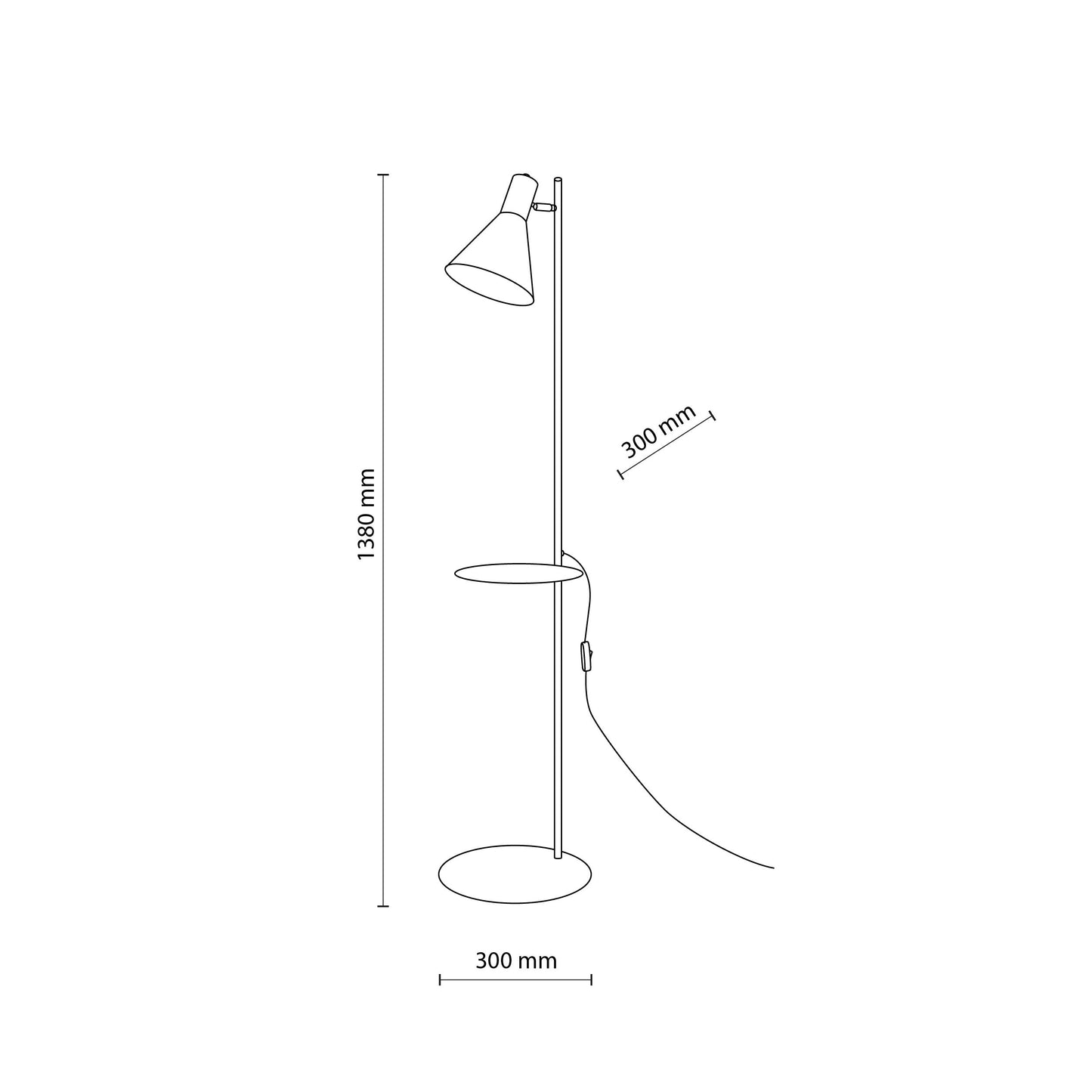 JUMP Black Industrial Tray Floor Lamp for Living Room & Reading Nook