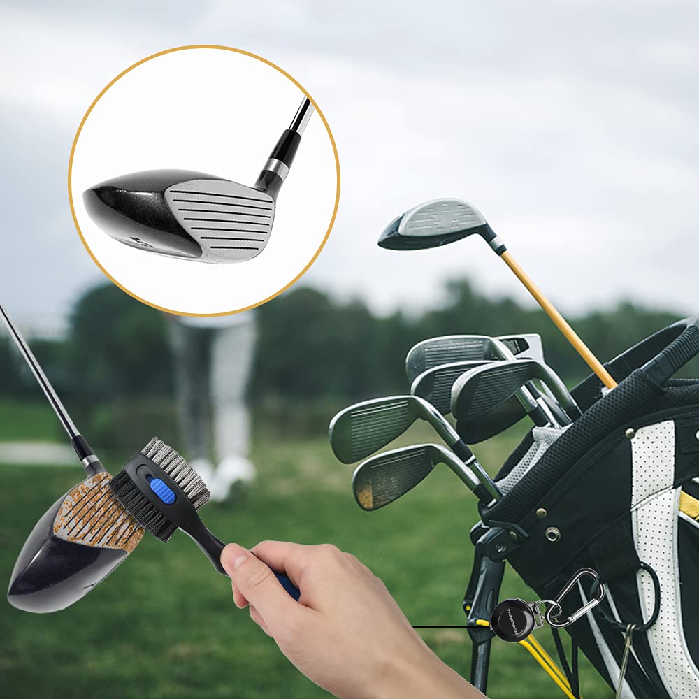 THIODOON 2 Pack Golf Club Brushes and Groove Cleaner 2 ft Retractable Zipline Carabiner Oversized Golf Brush Head with Retractable Spike Comfortable Grip Golf Club Cleaner đ All In One Marketplace Canada