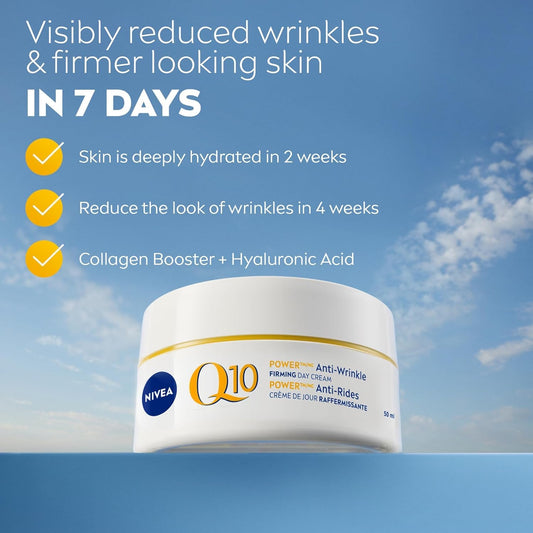 NIVEA Q10 Power Anti-Wrinkle Firming Day Face Cream, Anti Wrinkle Firming Cream with Q10 and Creatine, Face Moisturizer for All Skin Types, Visibly Reduces the Look of Wrinkles, 50mL 🍁 All In One Marketplace Canada