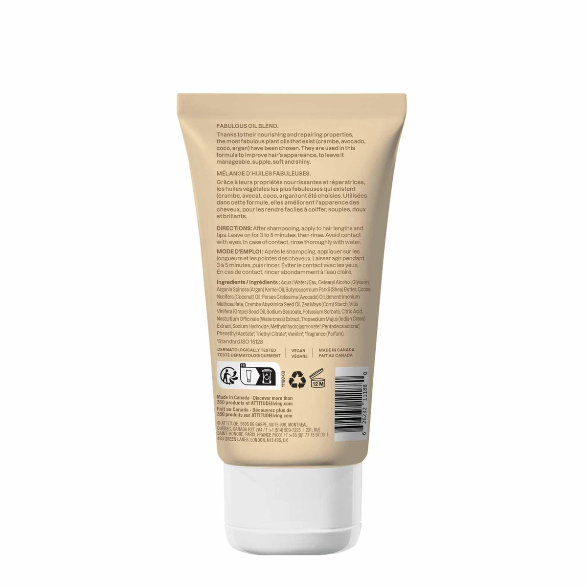 ATTITUDE Repairing Hair Mask, Made in Canada, Nourishes and Improves Hair's Appearance, Fabulous Oils Blend, Abyssinian Oil, Argan Oil, Shea Butter, Vegan Hair Care, Pink Argan, 150 mL ๐ All In One Marketplace Canada