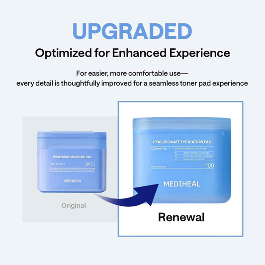 MEDIHEAL Hyaluronic Acid Toner Pads – Korean Skin Care, 99% Pure Low-Molecular Hyaluronic Acid with 8 HA Types & Glucose Hydro Complex, Deep Hydration & Cooling Care, Gel Hole Fabric, 100 pads 🍁 All In One Marketplace Canada
