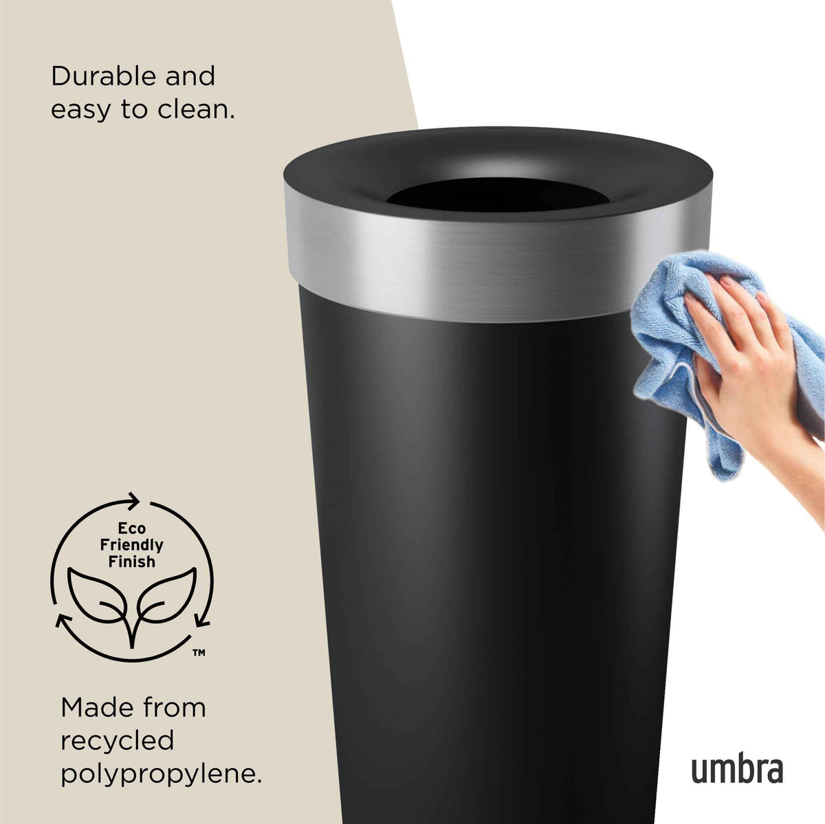 Umbra Vento Kitchen Trash Can – Large 16 Gal (62 L) Open Top Garbage Can for Home & Office – Modern Clean Design, Black/Nickel 🍁 All In One Marketplace Canada