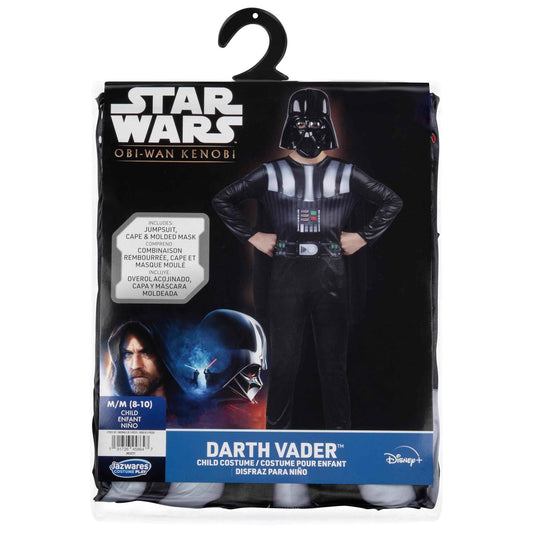 Star Wars Darth Vader Official Youth Halloween Costume - Printed Jumpsuit with Cape and Plastic Mask (S) Black