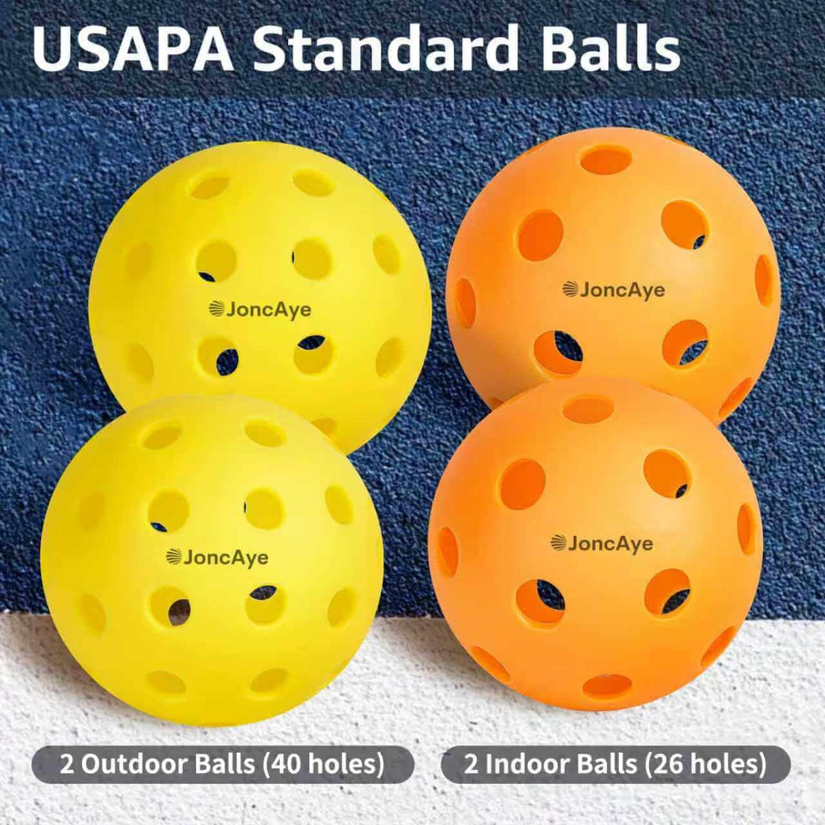 JoncAye Pickle-Ball Paddles Set of 2, Graphite Fiberglass Raquette with Indoor Outdoor Balls, Bag, Grip Tape, USAPA Approved Rackets for Beginners Intermediate All Levels š All In One Marketplace Canada