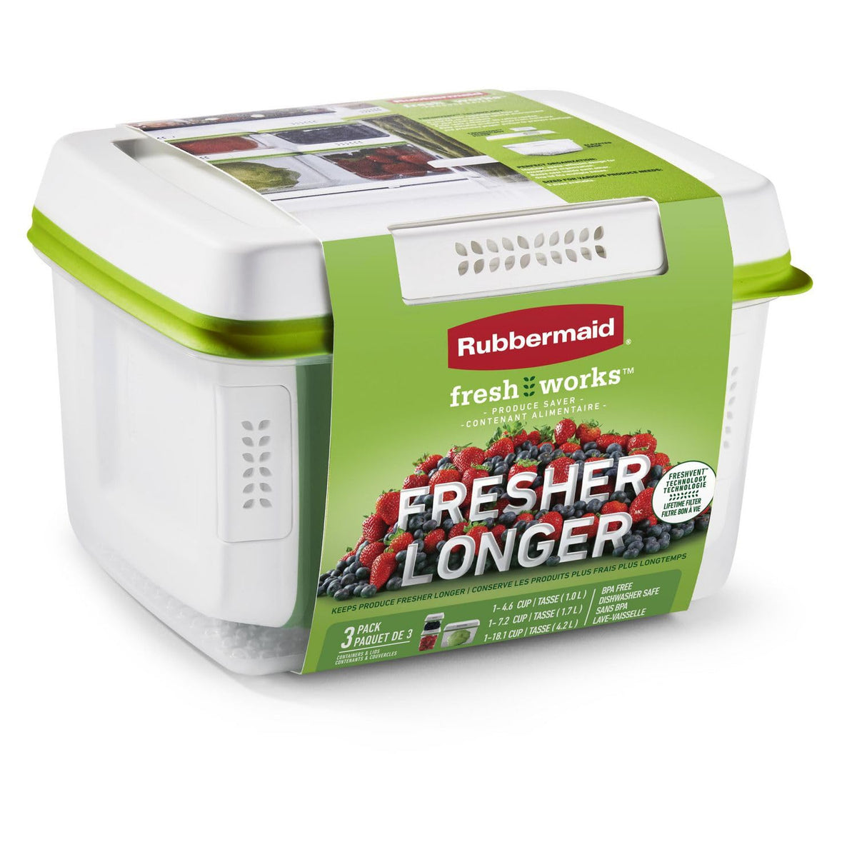 Rubbermaid FreshWorks Produce Saver, Medium and Large Produce Storage Containers, 3 Pack ๐ All In One Marketplace Canada