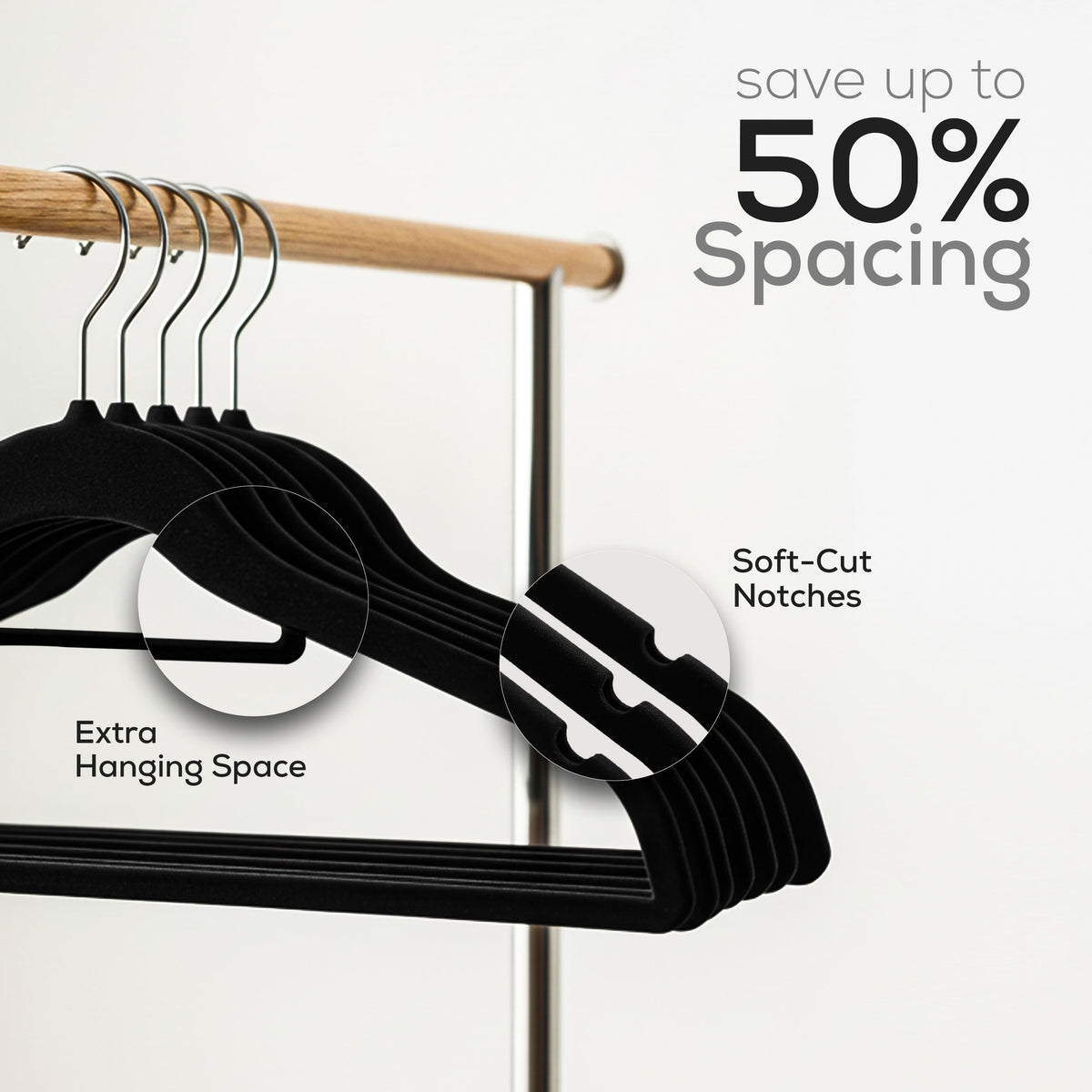 Utopia Home Premium Velvet Hangers 50 Pack - Non-Slip Clothes Hangers with Tie Bar - Black Hangers - Standard Hangers with 360 Degree Rotatable Hook - Heavy Duty Coat Hangers đ All In One Marketplace Canada
