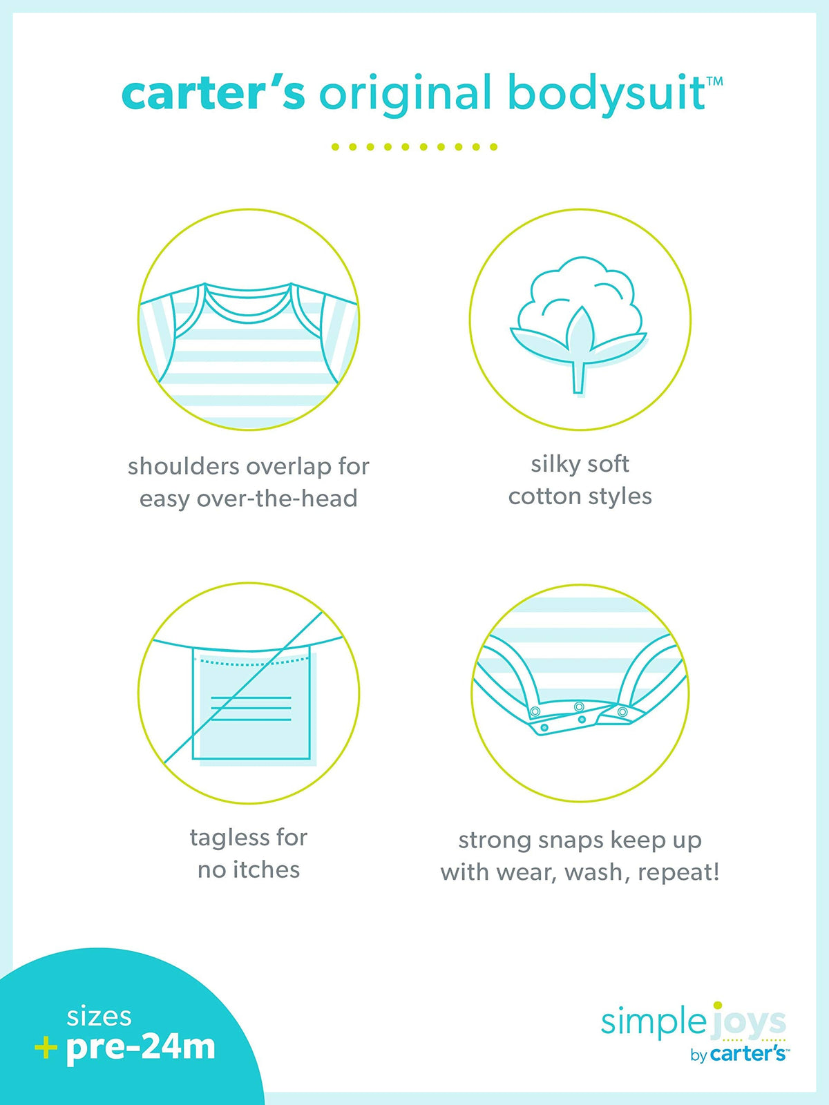 Simple Joys by Carter's Baby 8-Pack Short-Sleeve Bodysuit, White, Newborn ๐ All In One Marketplace Canada