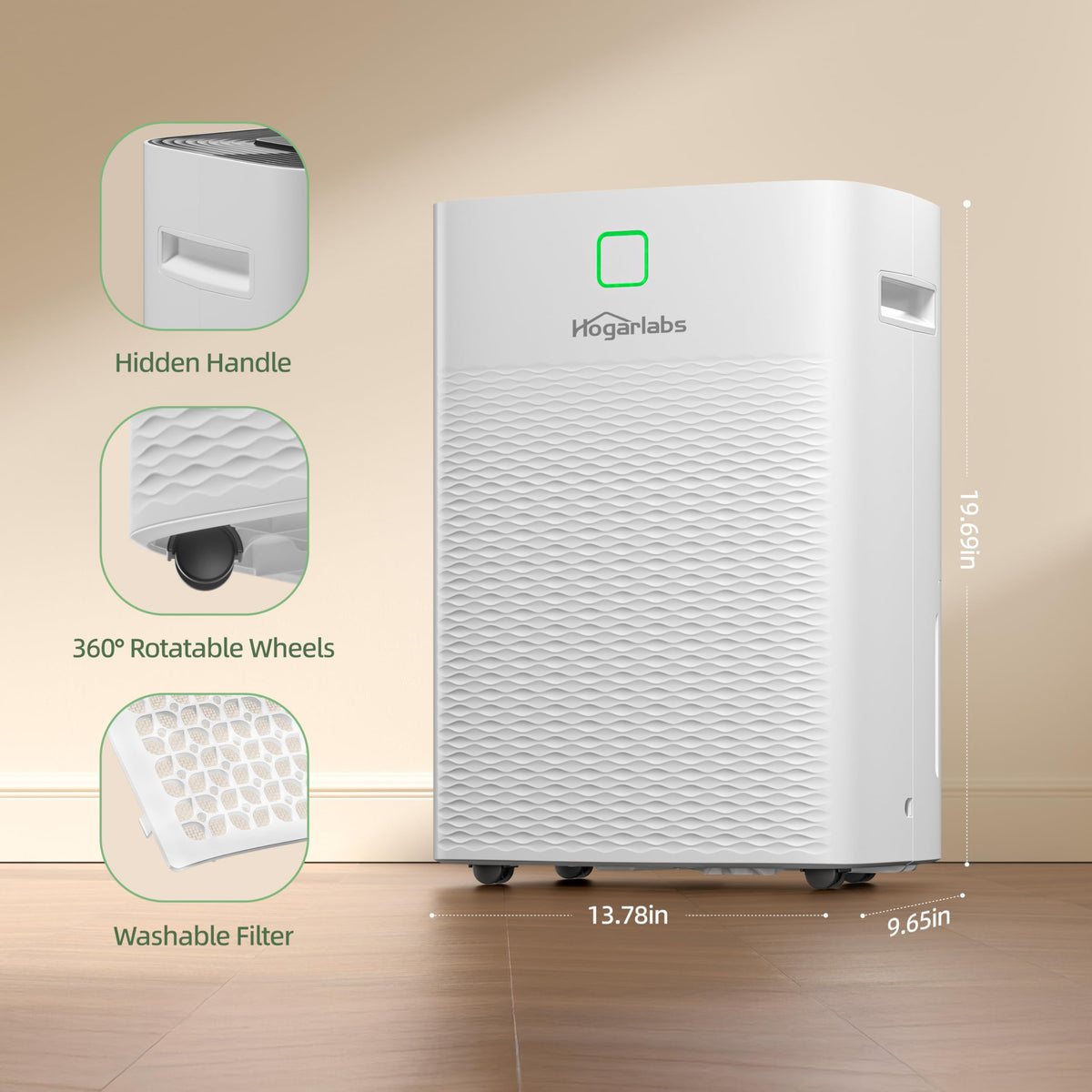 HOGARLABS 34 Pint Smart Dehumidifiers for Home and Basements, with 3 Working Modes, Overflow Protection, and Auto Shut off Restart. Ultra Silent Dehumidifier with Drain Hose and Digital Control Panel. đ All In One Marketplace Canada