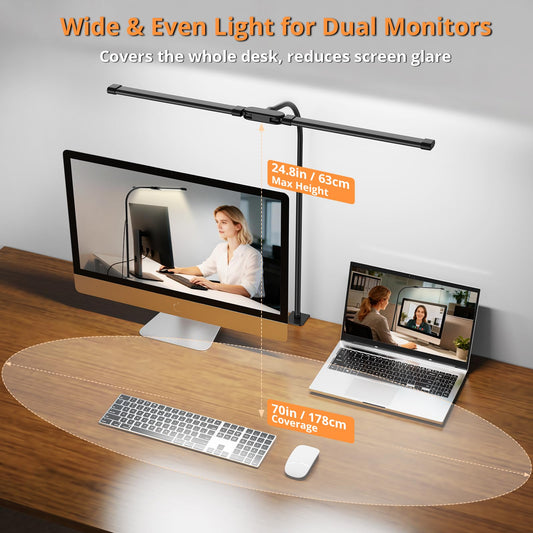 Desk Lamp with Clamp, Eye-Caring Desk Light with 50 Lighting Modes, Wide Double Head, Adjustable Architect Light Flexible Neck, Table lamp for Home Office, Computer, Craft(Includes Adapter) ๐ All In One Marketplace Canada