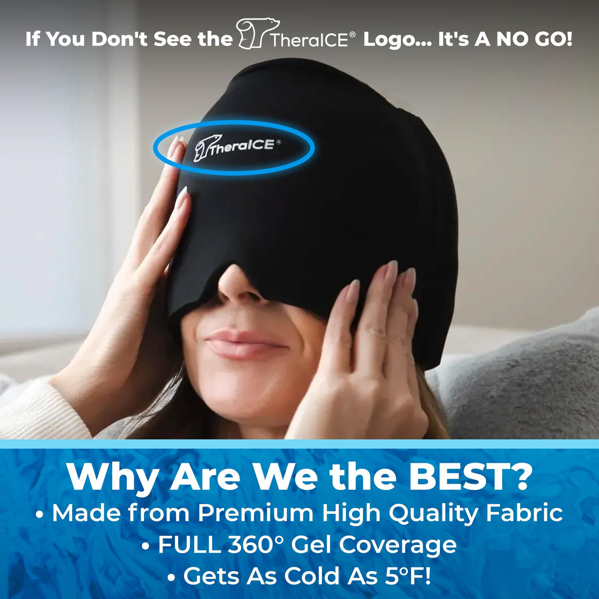 TheraICE Migraine Relief Cap | Soothing Headache Hat Ice Pack Mask | Face Cold Compress Cooling Gel Head Wrap Products for her Sinus Tension Stress Hangover & Puffy Eyes | Great Birthday Gift for Mom ๐ All In One Marketplace Canada