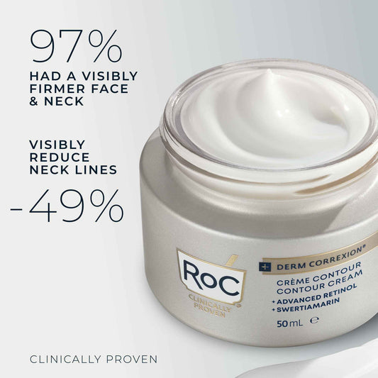 RoC Derm Correxion® Neck Cream with Hyaluronic Acid and Advanced Retinol to visibly Tighten & Lift Horizontal Neck Lines, Facial Moisturiser to Contour Face, Neck and Jawline, 50ML 🍁 All In One Marketplace Canada