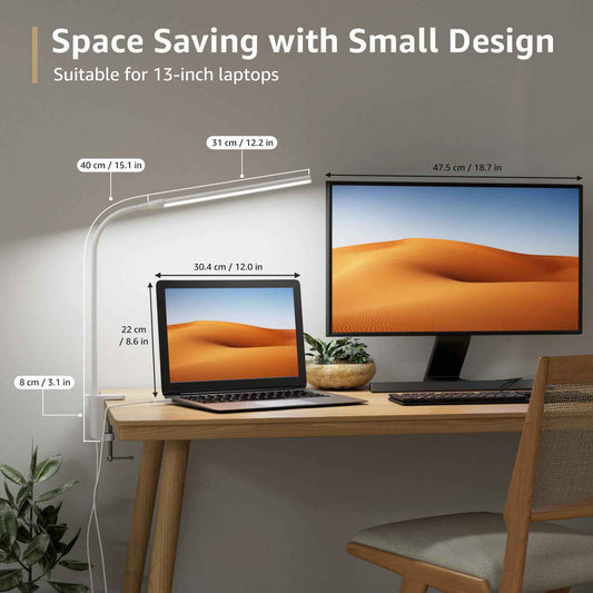 Lepro LED Desk Lamp with Clamp, USB Powered Clip on Light for Reading, 3 Color Modes & 10 Brightness, Eye-Caring Flicker-Free Task Light for Home Office, Bedside, Fits up to 1.97in Thick Desk, White ๐ All In One Marketplace Canada