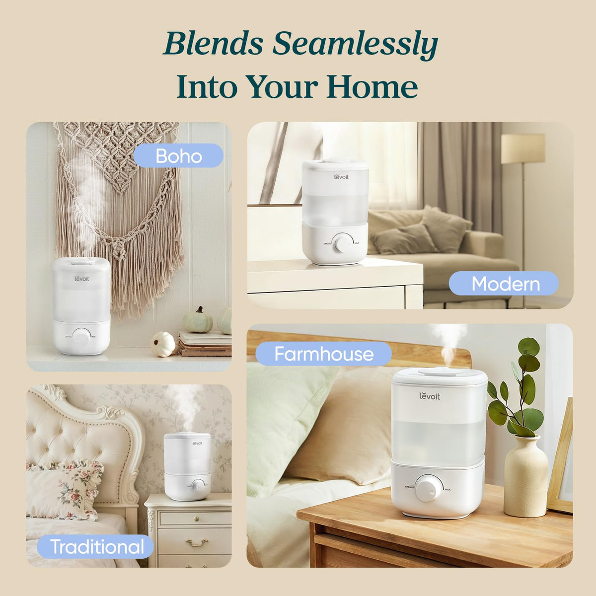 Levoit Humidifiers for Bedroom, Top Fill Cool Mist Air Humidifier for Baby Nursery, Plants, Ultrasonic, Auto Shut-off, BPA Free, Quiet, Knob Control, 360° Nozzle š All In One Marketplace Canada