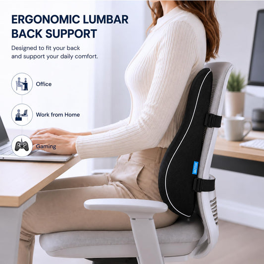 QUTOOL Lumbar Support Pillow for Office Chair, High-Density Memory Foam Back Cushion with Dual Adjustable Straps, Breathable 3D Mesh Cover, Ergonomic Back Support for Everyday Sitting ๐ All In One Marketplace Canada