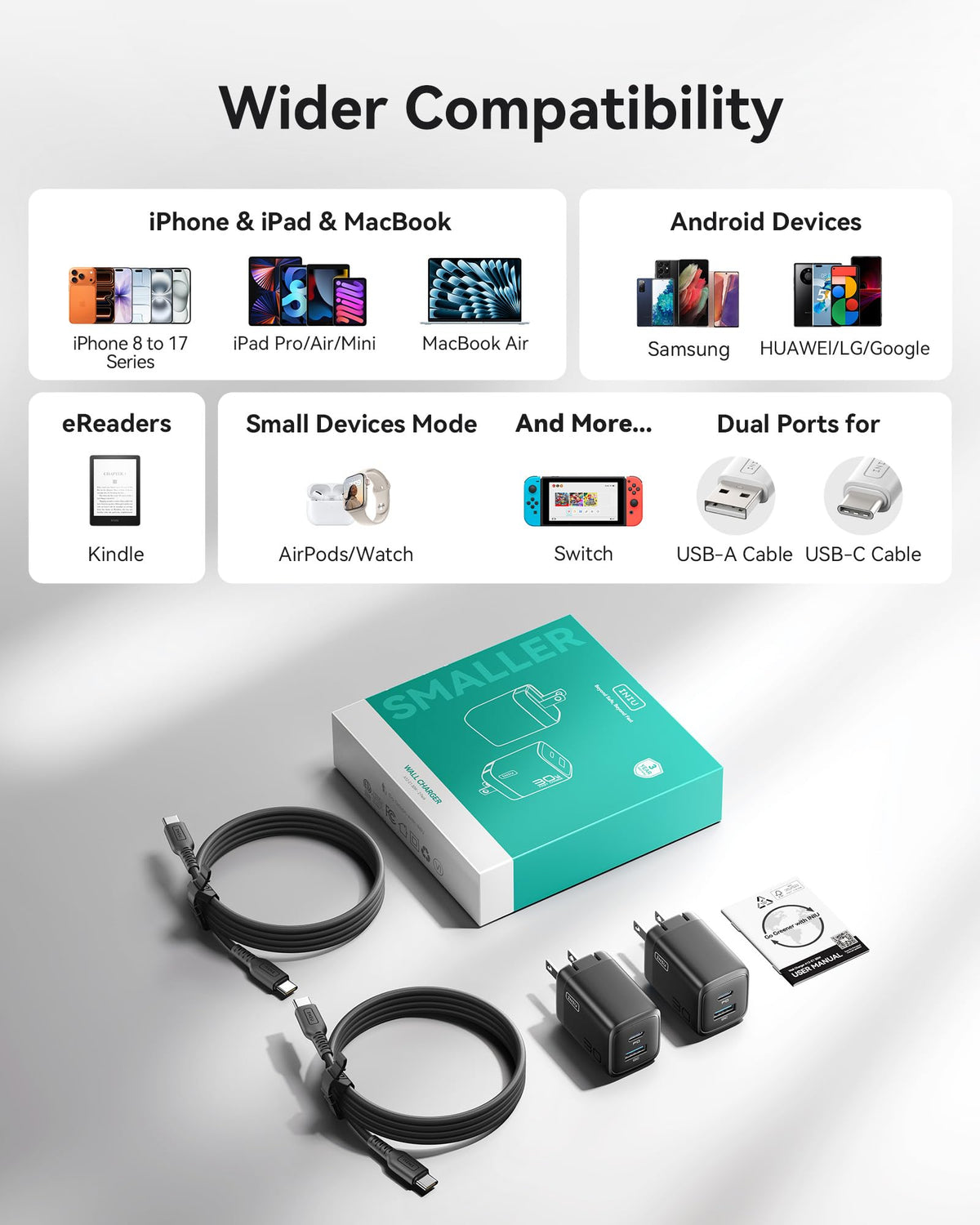 INIU for iPhone 17 16 Charger, 30W GaN Tech USB C Charger Fast Charging, 2-Pack Foldable USB C Charging Block with Cable for iPhone 17 16 Pro Max, MacBook Air 13 M4, Samsung S25 S24, iPad 11 Air ๐ All In One Marketplace Canada