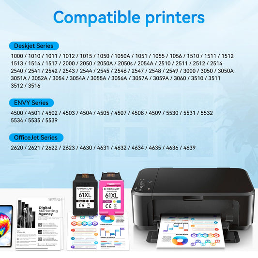61XL Ink Cartridge Black Colour Compatible for HP 61 Ink Cartridge Compatible for HP Envy 4500 Ink fit for Envy 4500 5530 5534 5535 DeskJet 1000 1010 2540 2541 3050 OfficeJet 4630 4635 2620 Printer ๐ All In One Marketplace Canada