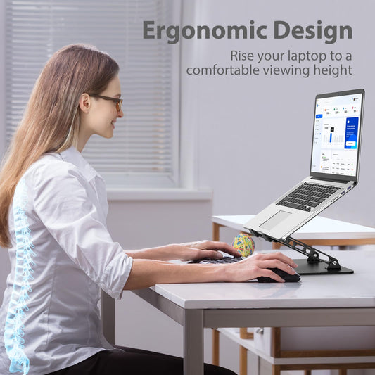 Gogoonike Adjustable Laptop Stand for Desk, Metal Foldable Laptop Riser, Portable Laptop Holder, Ventilated Cooling Computer Notebook Stand Compatible with 10-15.6โ Laptops ๐ All In One Marketplace Canada