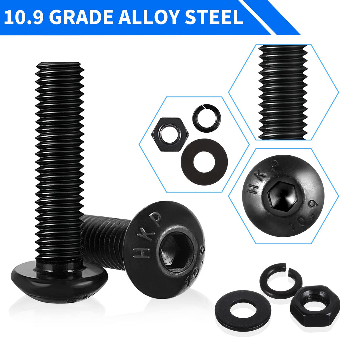 1705 Pcs Machine Screw Assortment Kit, M2 M3 M4 M5 Metric Bolts and Nuts Kit with Lock and Flat Washers, Hex Button Head 10.9 Alloy Steel Cap Screw Set with Allen Wrench đ All In One Marketplace Canada
