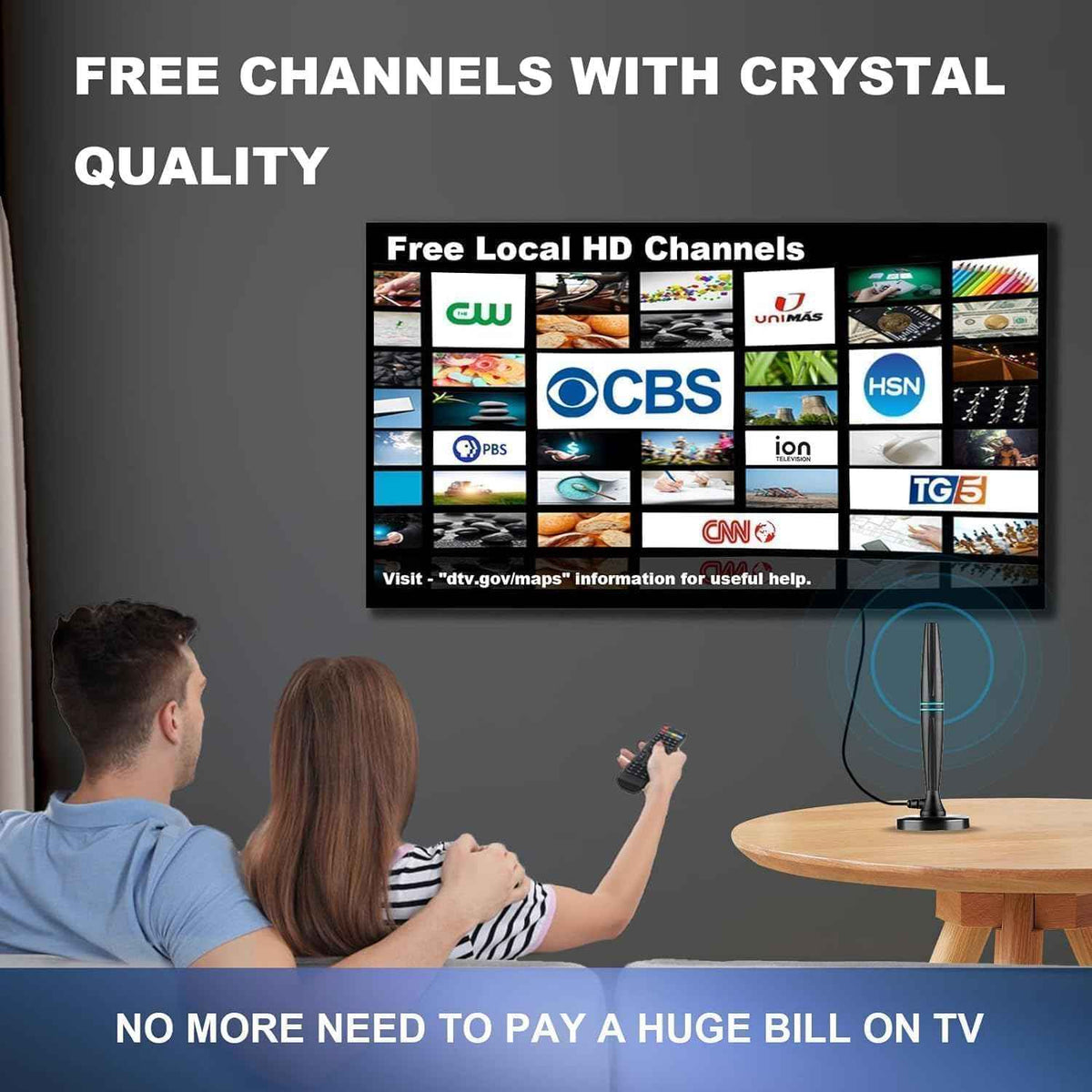 TV Antenna Indoor, Antenna for Smart TV, Support 4K 1080p with Signal Booster for Local Channels, 320 Miles Long Range Reception - 18ft (Dark Grey) 🍁 All In One Marketplace Canada