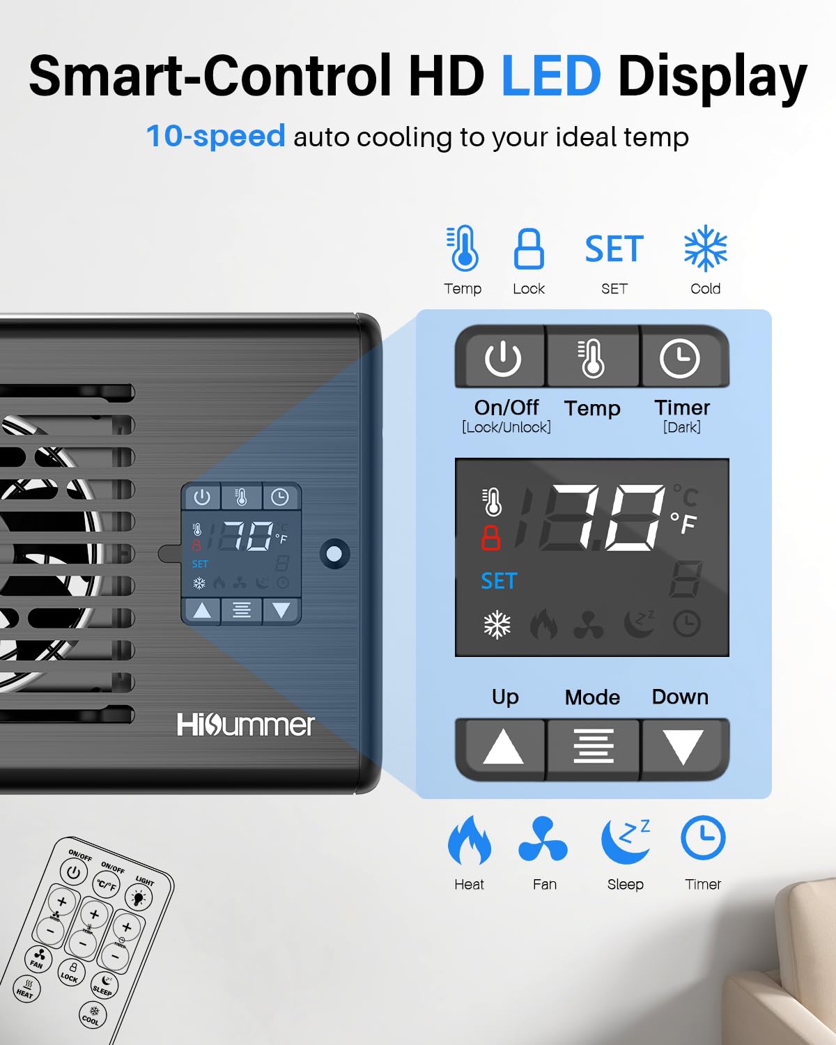 Hisummer Register Booster Fan for 4" x 10" Floor Register, Quiet 10-Speed Vent Fan Booster with Temp Sensor, 150 CFM Airflow, Improves Heating & Cooling, Remote Control (Black) đ All In One Marketplace Canada