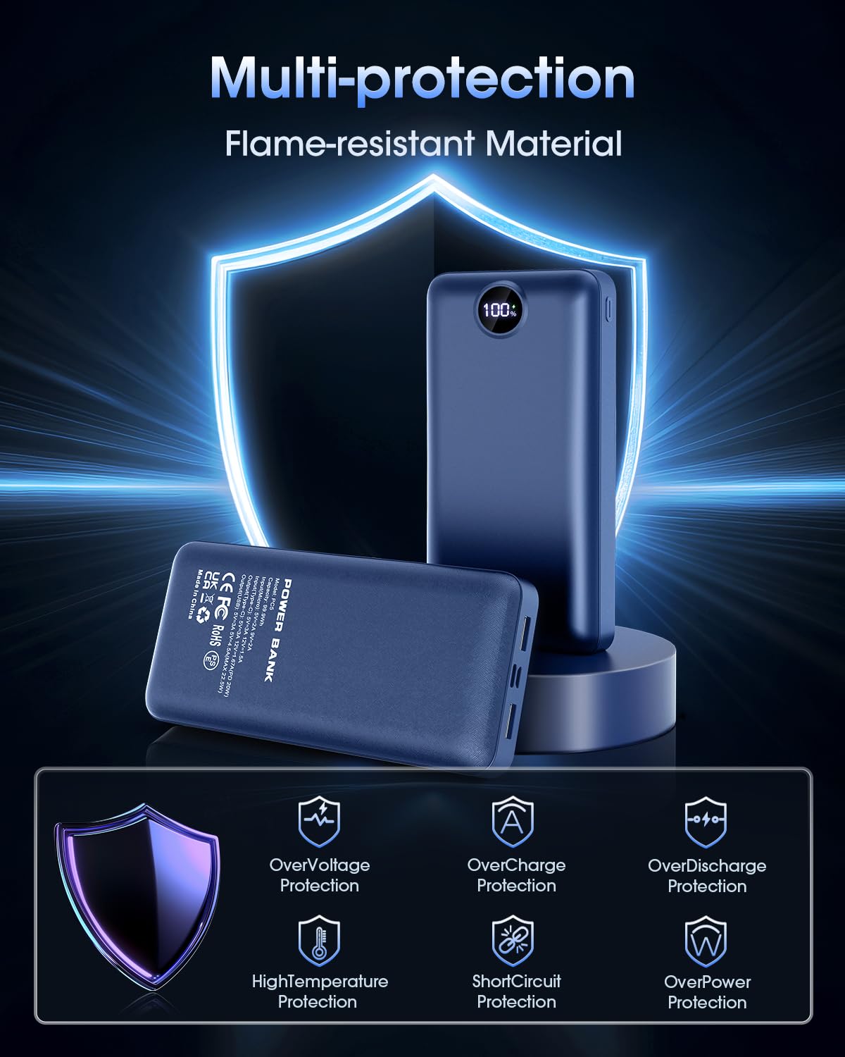 Power Bank Fast Charging 50000mAh- 22.5W Portable Charger USB C Quick Charge with 3 Outputs & 2 Inputs LED Display Huge Capacity External Battery Pack for iPhone, Samsung, iPad etc đ All In One Marketplace Canada