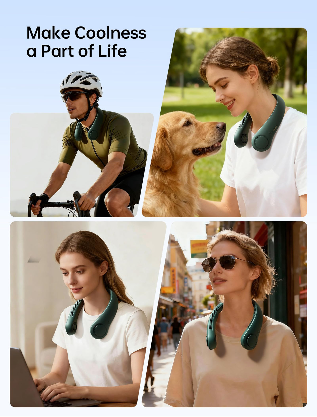 JISULIFE Portable Neck Fan, Hands Free Bladeless Hanging Sport Fan, 4000 mAh Battery Operated Wearable Personal Fan, Leafless, Rechargeable, Headphone Design, USB Powered,5 Speeds-Dark Green đ All In One Marketplace Canada