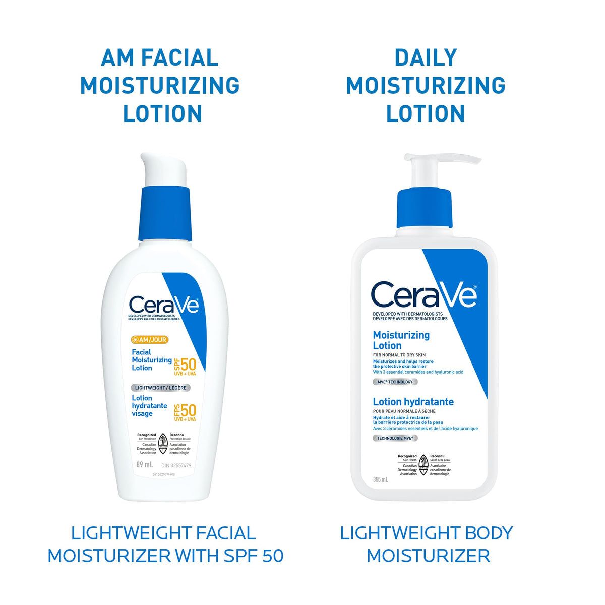 CeraVe AM Face Moisturizer SPF 50, Facial Moisturizing Lotion with Sunscreen, Hyaluronic Acid & Niacinamide, Broad Spectrum UVA+UVB Protection, No White Cast, Recommended by Dermatologists, 89mL đ All In One Marketplace Canada