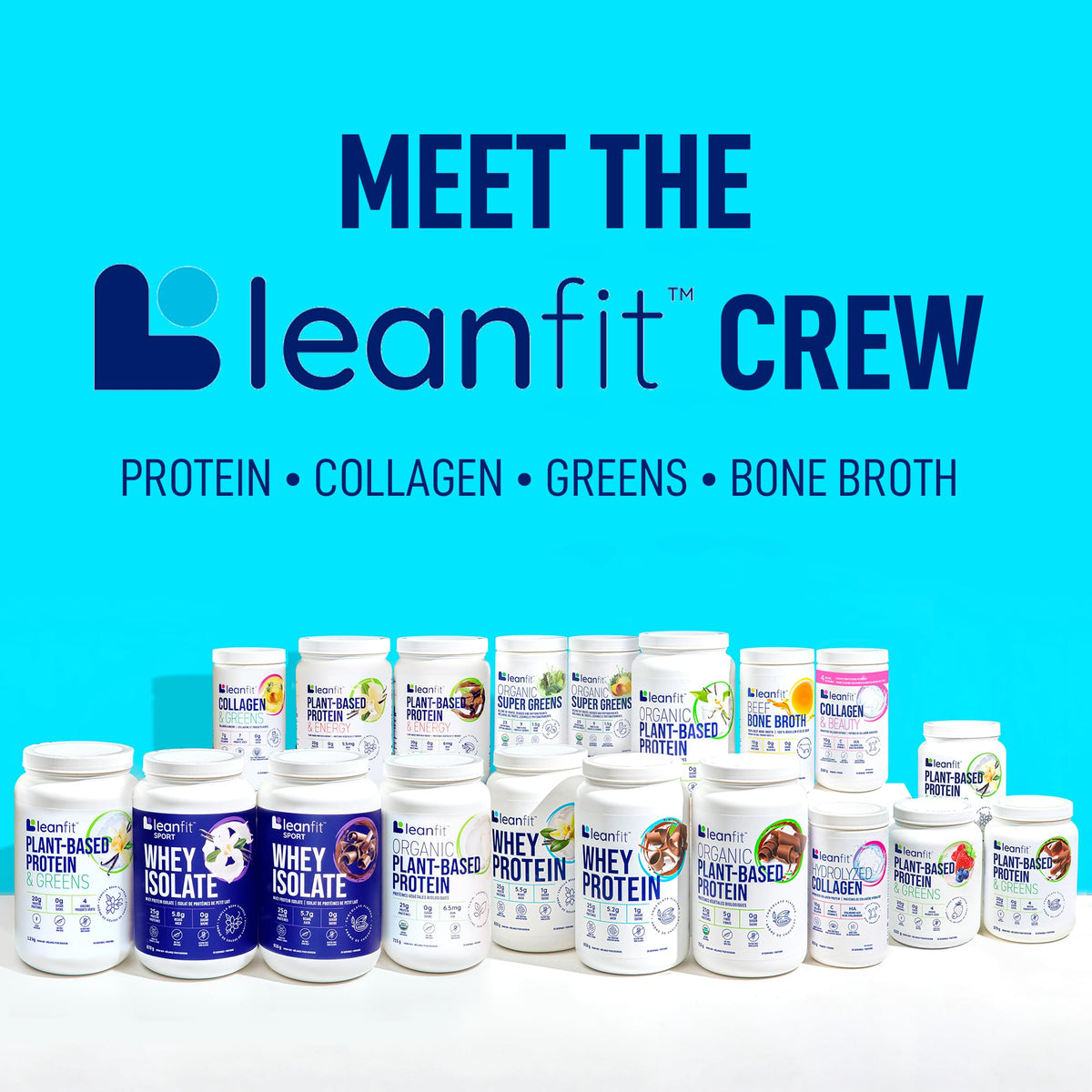 LEANFIT PLANT-BASED PROTEIN & GREENS Natural Vanilla â 20g Plant Protein + 4 Leafy Greens Per Serving â Vegan, Gluten-Free, Soy-Free, No Sugar - 20 Servings, 517g Tub đ All In One Marketplace Canada