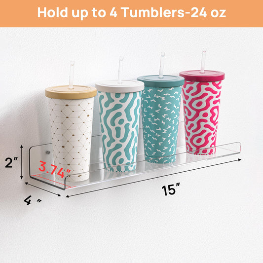 upsimples Clear Acrylic Shelves for Storage, 15" Floating Shelves Wall Mounted for Kids Bookshelf/Display Ledge for Bedroom, Living Room, Bathroom, Kitchen, Set of 4 ๐ All In One Marketplace Canada