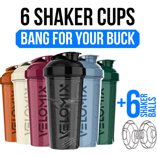 -6 PACK- Shaker Cups for Protein Shakes 28 oz - 6x Wire Whisk | Leak Proof Protein Shaker Bottle for Protein Shakes, Shaker Bottle Pack for Pre & Post Workout, Shaker Cup, Shaker Bottle(Multicolor)