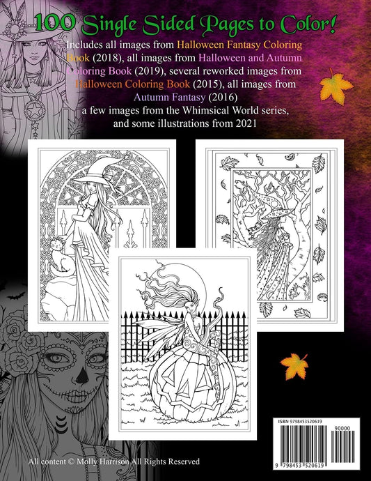 Big Book of Halloween and Autumn Coloring Book by Molly Harrison: 100 pages of Halloween and Autumn Themed Illustrations to Color!