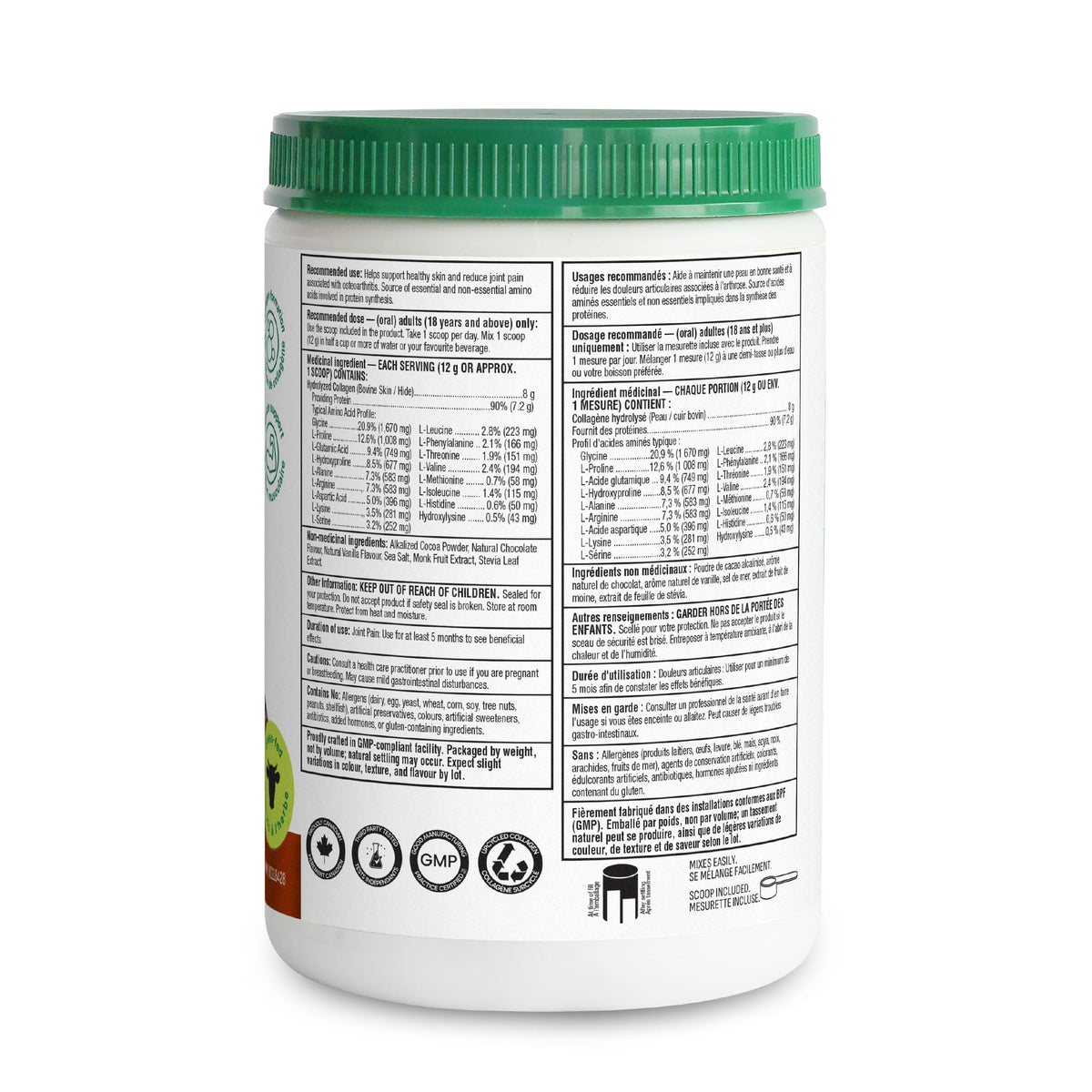 Organika Canadian-Made Chocolate Enhanced Collagen Powder, Grass-Fed with Real Cocoa, Sugar-Free, Healthy Hair, Skin, Nails, Joints, 252 G ๐ All In One Marketplace Canada