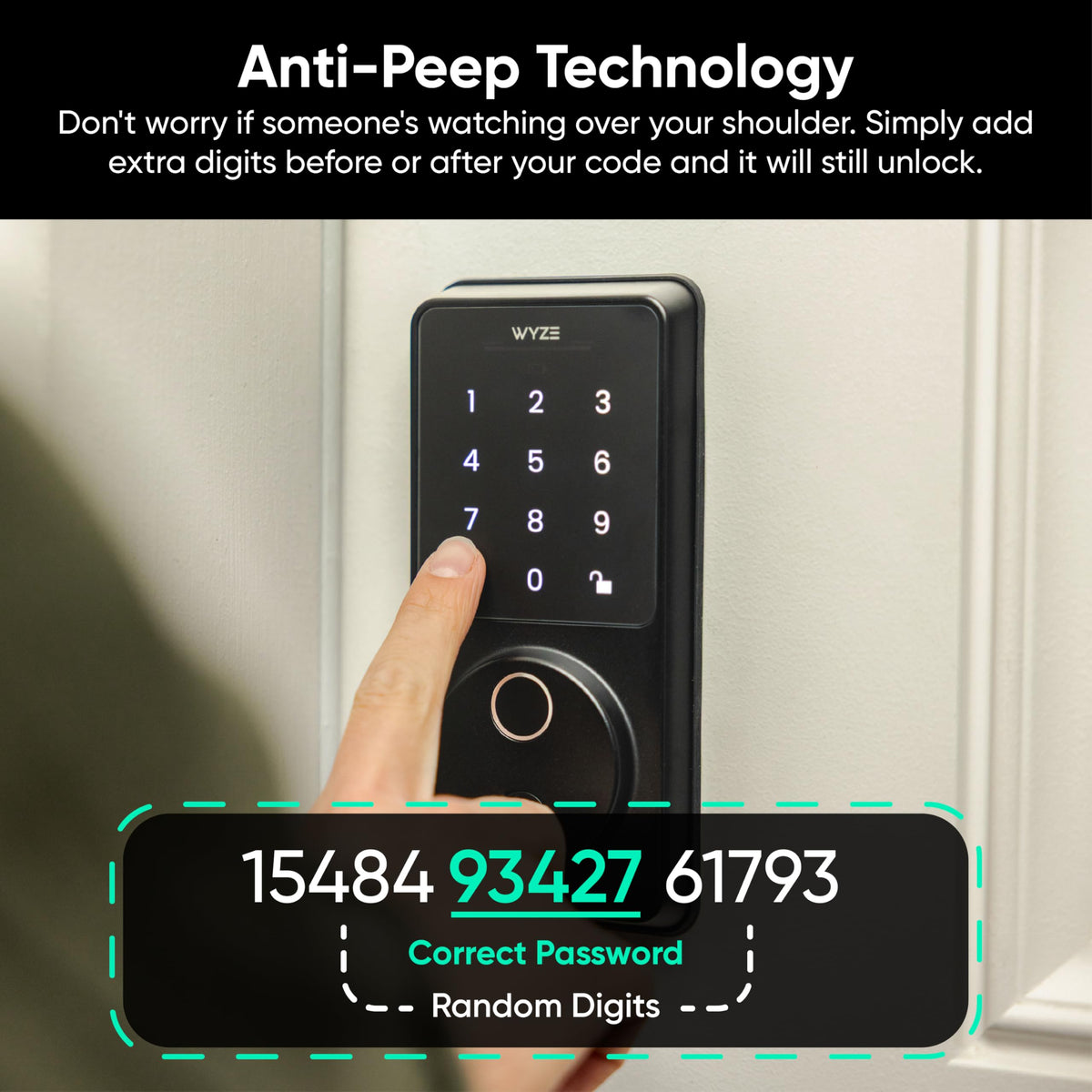Wyze Auto-Lock Bolt v2, Fingerprint Keyless Entry Smart Lock, AI Learning Scanner with Wi-Fi Front Door Lock Deadbolt, Auto-Lock, 8 Months Battery, BHMA2, IP53, Anti-Peep Keypad, Backup Keys ๐ All In One Marketplace Canada