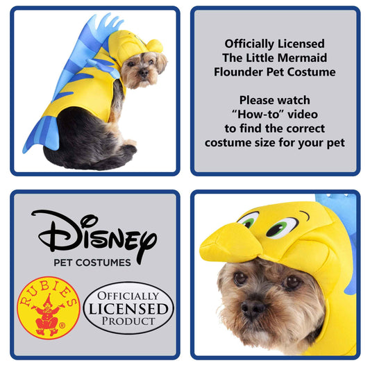 Rubies Disney Little Mermaid Flounder Pet Costume for Themed Parties and Halloween, As Shown, Small