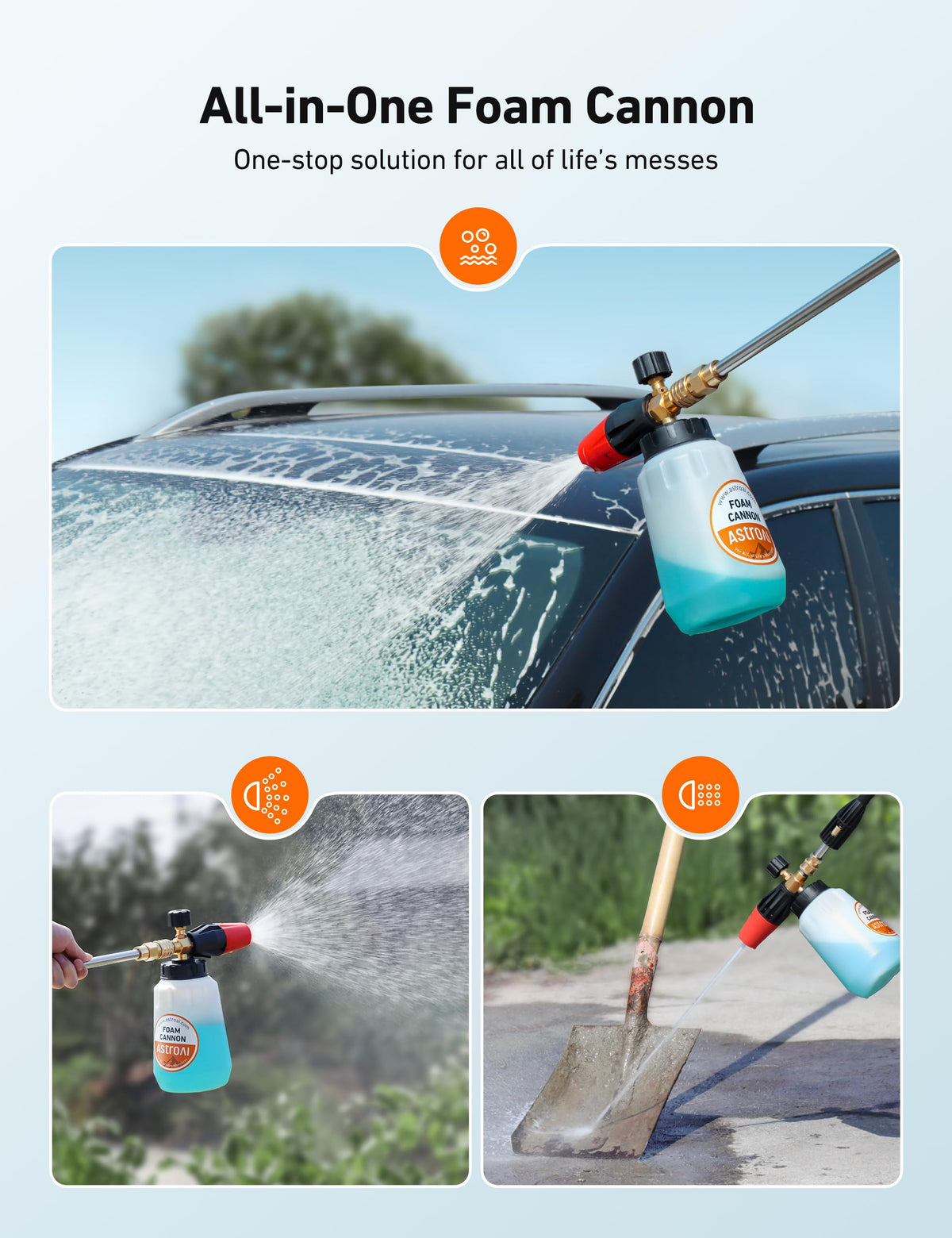 AstroAI Foam Cannon, Heavy Duty Car Foam Blaster Wide Neck Adjustable Snow Foam Lance and Thick Foam for Pressure Washer 1/4" Quick Connector ๏ผ1L Bottle Without 5 Nozzles๏ผ ๐ All In One Marketplace Canada