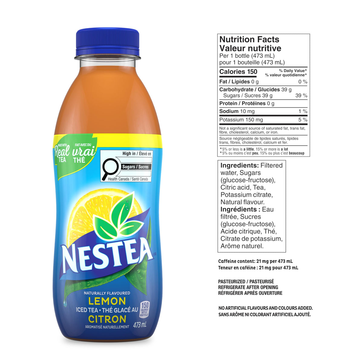 Nestea Naturally Flavoured, Lemon Iced Tea, 473mL, 12 Count ๐ All In One Marketplace Canada
