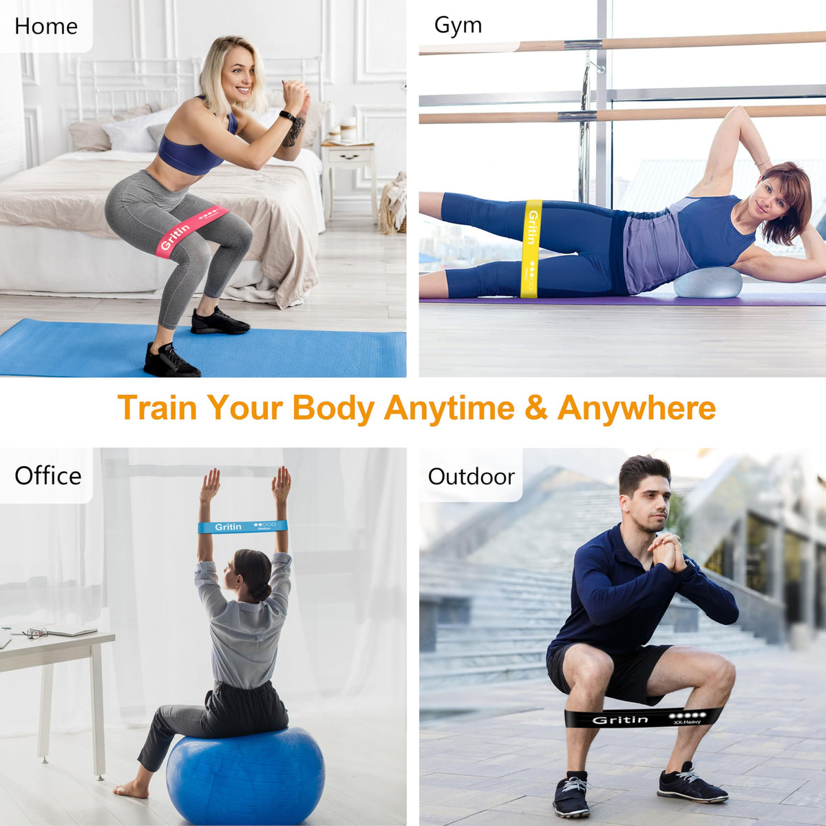 Gritin Resistance Bands, Set of 5 Skin-Friendly Resistance Exercise Band đ All In One Marketplace Canada
