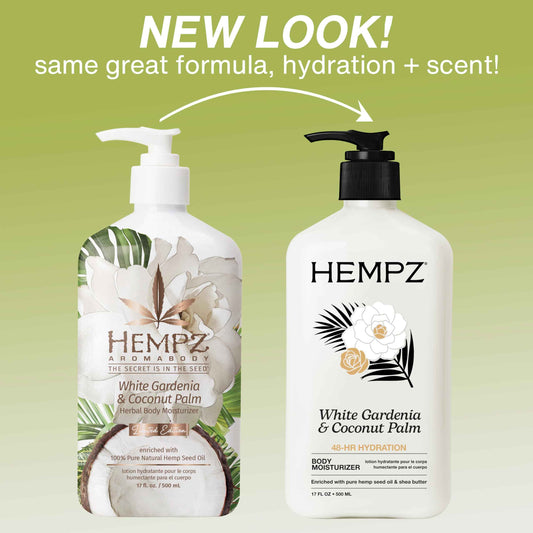 Hempz Body Lotion Moisturizer - White Gardenia & Coconut Palm - Daily Moisturizing Cream, Shea Butter, Coconut Oil - Skin Care Products, All Natural Hemp Seed Oil - 17 Fl Oz 🍁 All In One Marketplace Canada