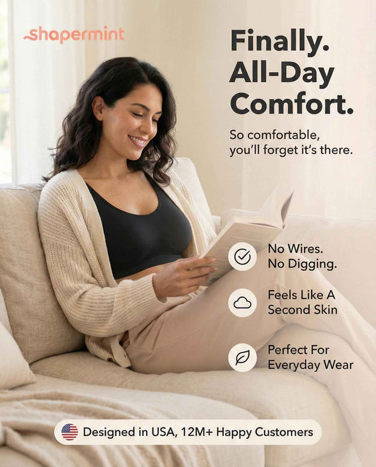 SHAPERMINT Wireless Bras for Women - Full Support Seamless Bralette, Compression Sports Bra, Plus Size Minimizer Bras, Padded Wirefree Bra for Women Black 🍁 All In One Marketplace Canada
