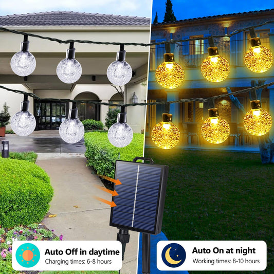 Joomer Solar String Lights Outdoor - 65FT 100LED Solar Globe String Lights,8 Lighting Modes, Waterproof Solar Powered Patio Light for Garden Yard Porch Party Outdoor Decor (Warm White) 🍁 All In One Marketplace Canada